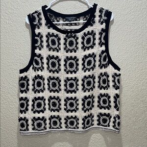 Adrianna Papell Monochrome Patterned Tank Top
